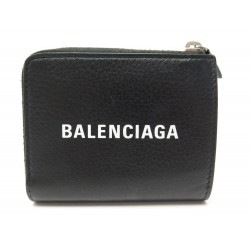 PORTE MONNAIE BALENCIAGA COMPACT 505046 EN CUIR GRAINE NOIR LEATHER WALLET 270€