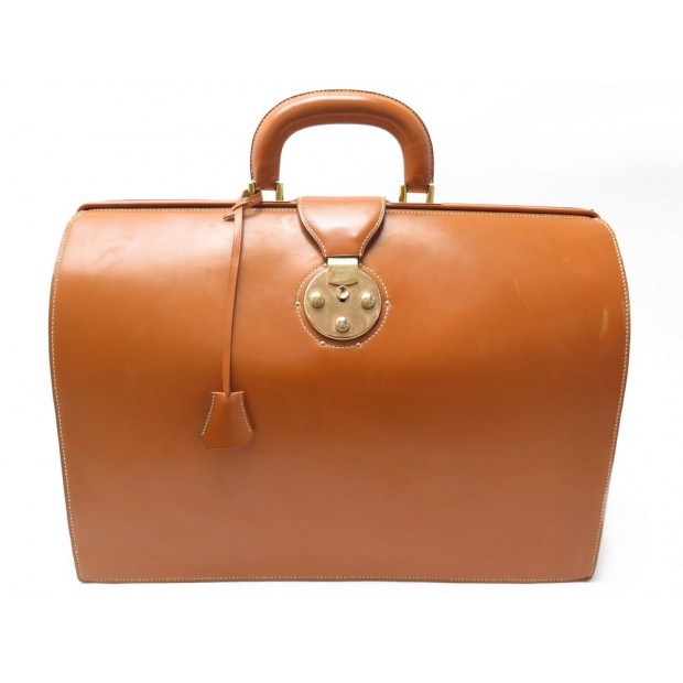 VINTAGE MALETTE HERMES MALLE DILIGENCE 1970 EN CUIR GOLD COMBINAISON BAG TRUNK