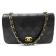 VINTAGE SAC A MAIN CHANEL POCHETTE RABAT TIMELESS CUIR NOIR BANDOULIERE 3200€