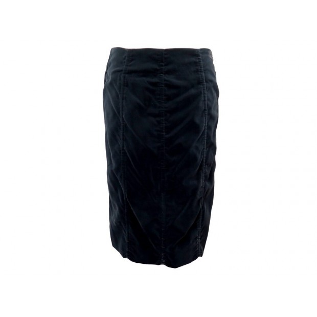 NEUF JUPE LOUIS VUITTON EFFET FRONCE M 40 VELOURS BLEU MARINE SKIRT 1100€