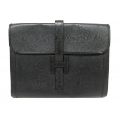 SAC A MAIN HERMES POCHETTE JIGE GM CUIR TOGO NOIR LEATHER POUCH HAND BAG 3300€