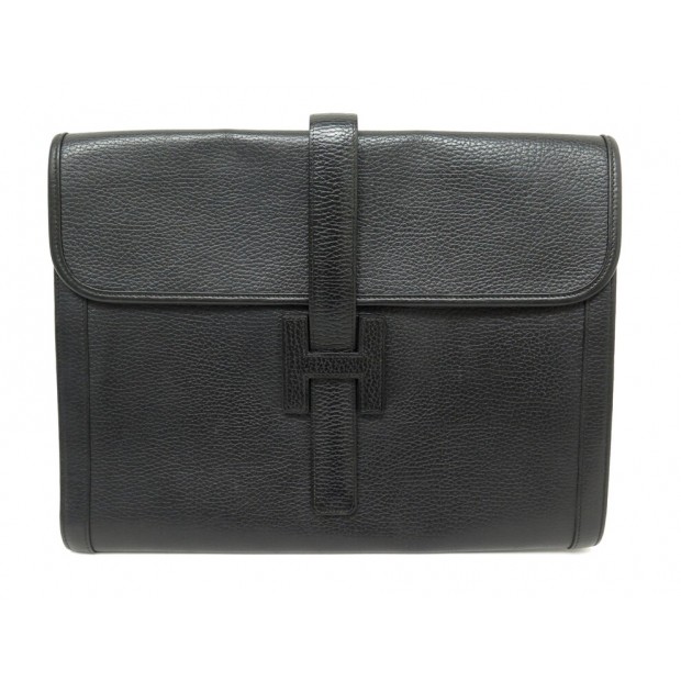 SAC A MAIN HERMES POCHETTE JIGE GM CUIR TOGO NOIR LEATHER POUCH HAND BAG 3300€