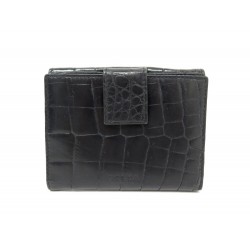 PORTEFEUILLE PRADA PORTE MONNAIE EN CUIR CROCODILE NOIR BOITE BLACK WALLET 700€