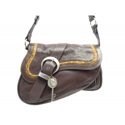 SAC A MAIN CHRISTIAN DIOR GAUCHO BESACE CUIR MARRON LEATHER HAND BAG PURSE 3000€