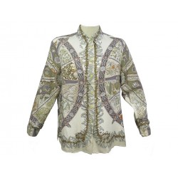 CHEMISE BLOUSE HERMES FOULARD AUX PAYS DES EPICES 40 M SOIE SILK SHIRT 1650€