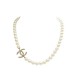 NEUF COLLIER CHANEL LOGO CC PERLES & STRASS 70 85 CM METAL DORE NECKLACE 1290€