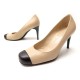 CHAUSSURES CHANEL 36 ESCARPINS EN CUIR BICOLORE BEIGE NOIR BOITE SAC SHOES 620€