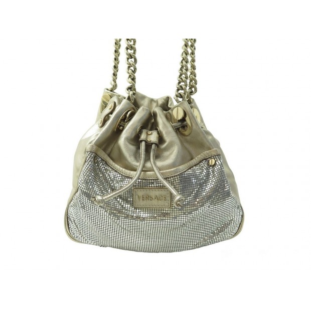 SAC A MAIN VERSACE SEAU EN CUIR DORE ET SEQUINS GOLDEN BUCKET HAND BAG 2200€