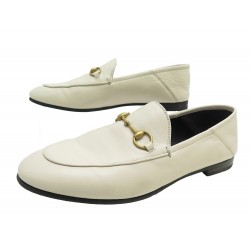 CHAUSSURES GUCCI MOCASSINS A MORS 414998 CUIR CREME 39 IT 40 FR LOAFERS 720€