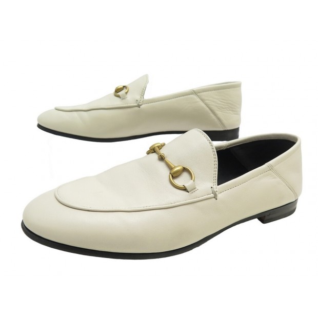 CHAUSSURES GUCCI MOCASSINS A MORS 414998 CUIR CREME 39 IT 40 FR LOAFERS 720€