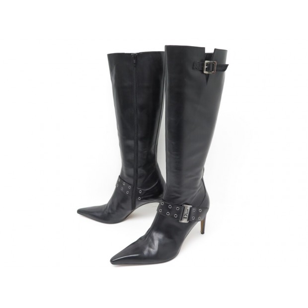 CHAUSSURES CHRISTIAN DIOR BOTTES STREET 41.5 EN CUIR NOIR LEATHER BOOTS 1490€