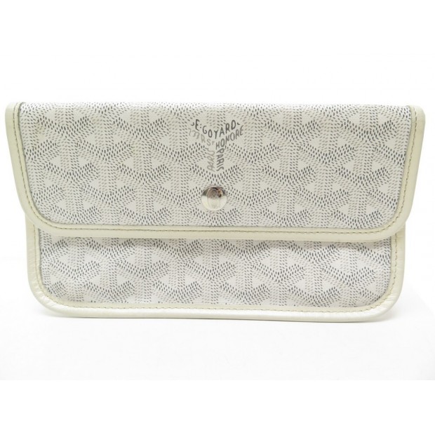 POCHETTE GOYARD EN TOILE MONOGRAMME GOYARDINE EN CUIR BLANC & CREME CANVAS POUCH