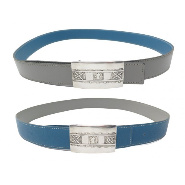 CEINTURE HERMES LIEN REVERSIBLE TOGO BOX T85 BOUCLE TOUAREG ARGENT BUCKLE 1505€