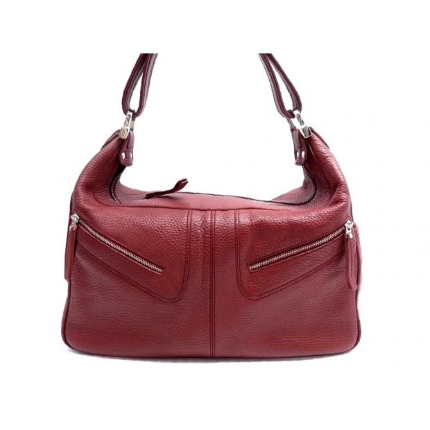 SAC A MAIN TOD'S EN CUIR BORDEAUX EN CUIR GRAINE BURGUNDY HAND BAG 1900€