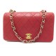 VINTAGE SAC A MAIN CHANEL RABAT TIMELESS EN CUIR ROUGE MATELASSE BANDOULIERE BAG