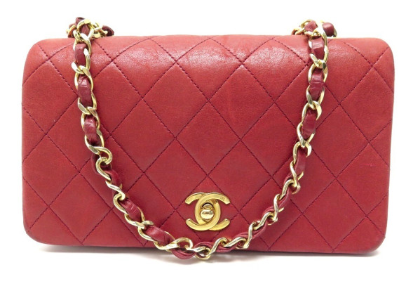 sac a main chanel rabat timeless en cuir rouge