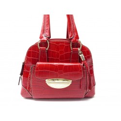 NEUF SAC A MAIN LANCEL ADJANI A03374 CUIR FACON CROCO ROUGE HAND BAG PURSE 990€