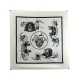 VINTAGE FOULARD HERMES EX LIBRIS 90 CM EN SOIE BLANCHE WHITE SILK SCARF 460€