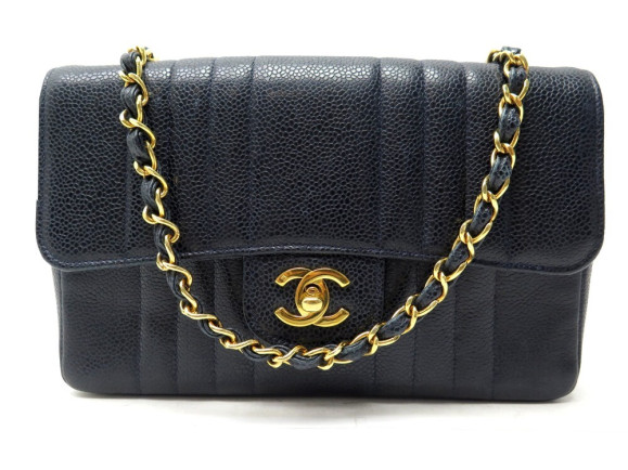 sac a main chanel timeless cuir caviar vertical bleu