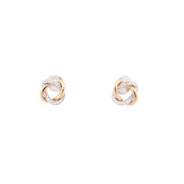 NEUF BOUCLES D'OREILLES POIRAY TRESSE OR JAUNE & BLANC 18K DIAMANT EARRING 1680€