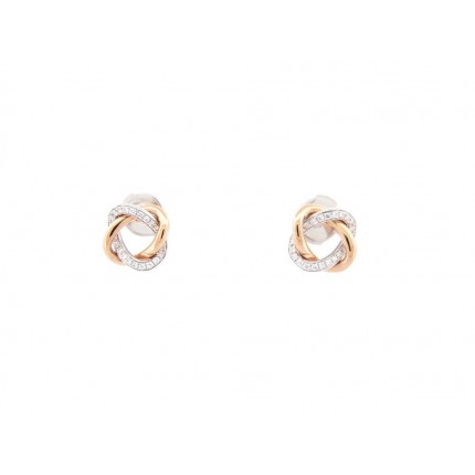 NEUF BOUCLES D'OREILLES POIRAY TRESSE OR JAUNE & BLANC 18K DIAMANT EARRING 1680€