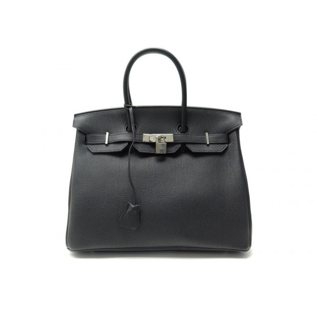 NEUF SAC A MAIN HERMES BIRKIN 35 EN CUIR TOGO ACIER PALLADIE NOIR HAND BAG 20€