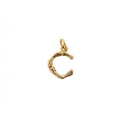 PENDENTIF CELINE COLLIER ALPHABET C BAMBOU METAL DORE GOLD PENDANT NECKLACE 300€