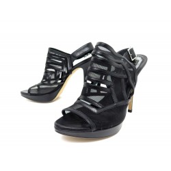 CHAUSSURES CHRISTIAN DIOR NE1208 CUIR ET RESILLE 38.5 NOIR BLACK PUMPS 950€