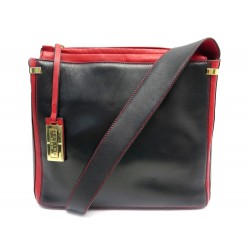 VINTAGE SAC A MAIN CELINE EN CUIR BICOLORE ROUGE ET NOIR PURSE HAND BAG 2200€