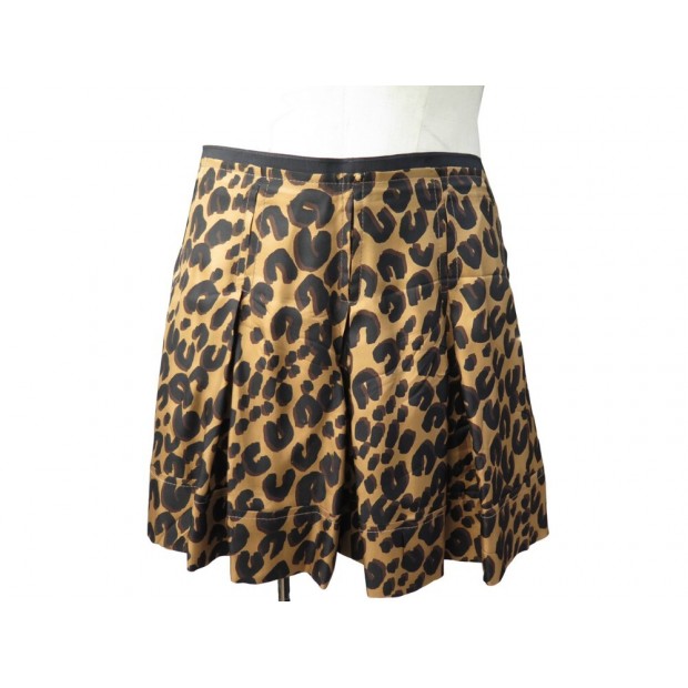 MINI JUPE LOUIS VUITTON STEPHEN SPROUSE IMPRIME LEOPARD S 36 MARRON SKIRT 1400€