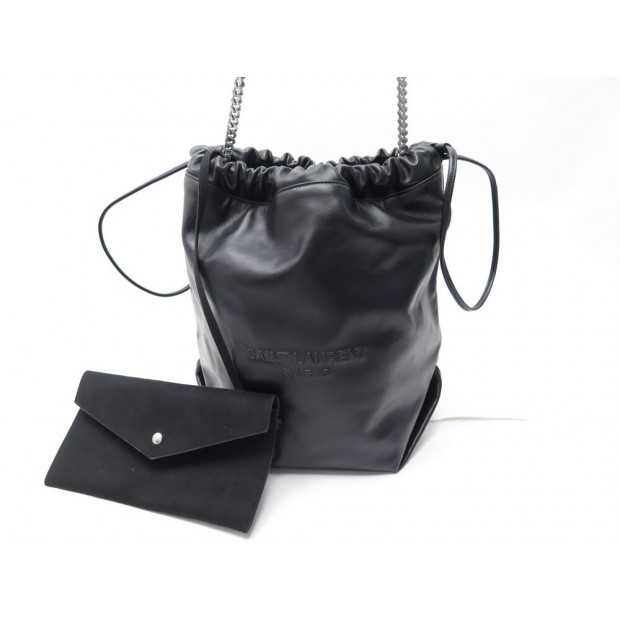 NEUF SAC A MAIN SAINT LAURENT BOURSE TEDDY LOGO EMBOSSE NOIR HANDBAG PURSE 2465€