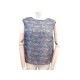 HAUT EN SOIE CHANEL TUNIQUE FEMME 40 M GRIS BLEU LOGO GREY BLUE SILK PULL 1500