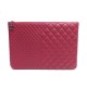 NEUF TROUSSE CHANEL A82523 GRANDE POCHETTE CLASSIQUE CUIR MATELASSE FUSHIA 1410€