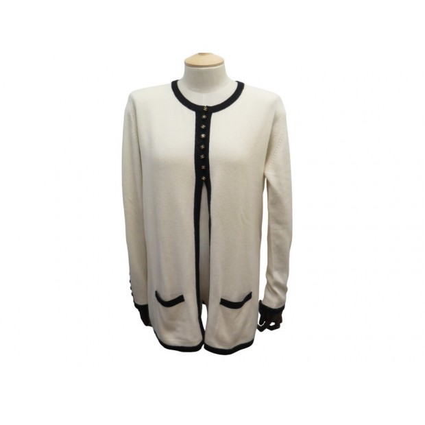 VESTE PULL CHANEL CARDIGAN P06074 42 L CACHEMIRE BOUTONS CC LOGO CASHMERE 4800€