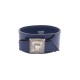 BRACELET HERMES BOUCLE ARTEMIS TOUAREG T20-22 ARGENT 925 & CUIR BLEU NAVY STRAP