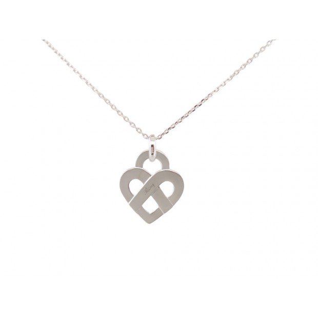 NEUF COLLIER POIRAY CHAINE ET PENDENTIF COEUR ENTRELACE MM ARGENT 925 NECKLACE