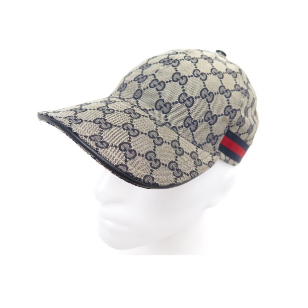 NEUF CASQUETTE GUCCI 200035 ORIGINAL GG TOILE BASEBALL BANDE WEB HAT NEW 340€