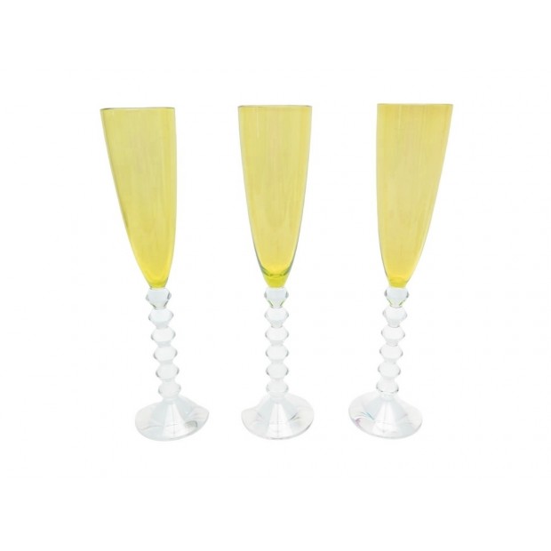 NEUF LOT DE 3 VERRES BACCARAT VEGA FLUTISSIMO AMBRE CRISTAL JAUNE GLASS 1095€