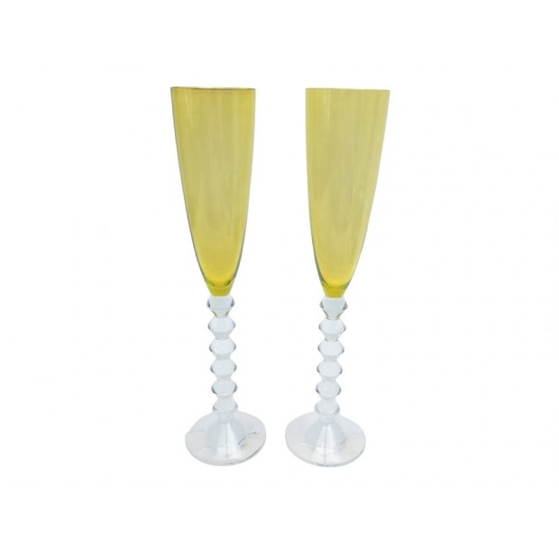 LOT DE 2 VERRES BACCARAT VEGA FLUTISSIMO CRISTAL AMBRE JAUNE CRYSTAL GLASS 730€