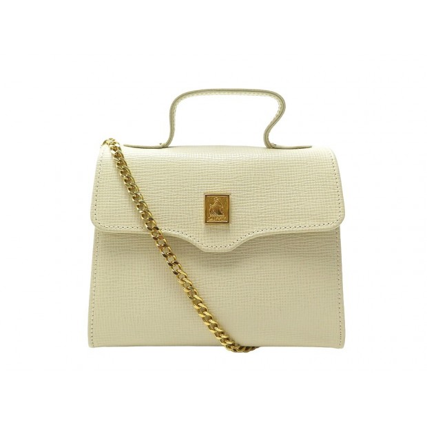 NEUF SAC A MAIN LANVIN BABY S94GL016 CUIR GRAINE ECRU BANDOULIERE HAND BAG 1700€