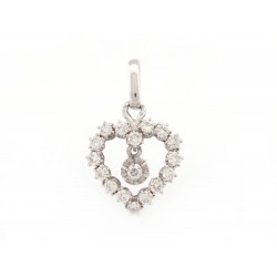 PENDENTIF COEUR EN OR BLANC 18K 6.9GR SERTI DE 17 DIAMANTS 0.68CT HEART DIAMONDS