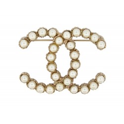 BROCHE CHANEL LOGO CC PERLES EN METAL DORE 2019 GOLDEN PEARLS BROOCH 650€