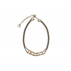 COLLIER CHRISTIAN DIOR RAS DE COU J'ADIOR METAL DORE VIEILLI GOLD NECKLACE 550€