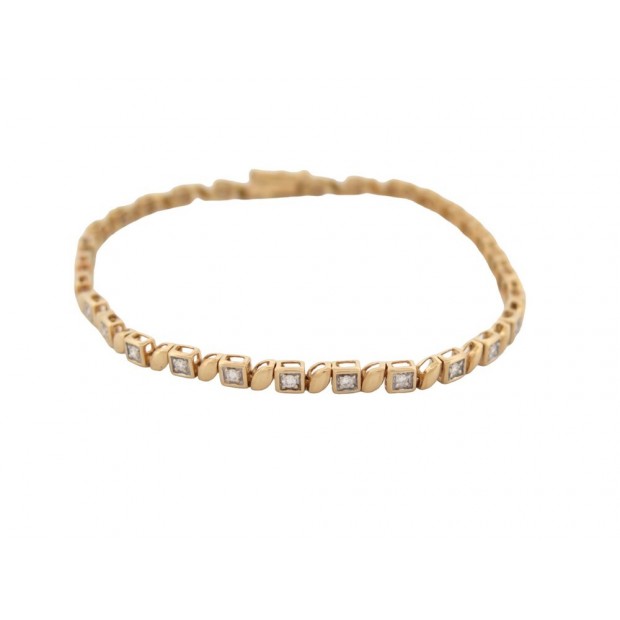 BRACELET TENNIS EN OR JAUNE 18K 9.4GR 35 DIAMANTS 0.72CT T19 GOLD DIAMONDS STRAP