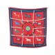 FOULARD HERMES COUVERTURES ET TENUE DE JOUR EN SOIE ROUGE RED SILK SCARF 460€