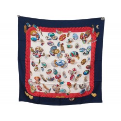 NEUF FOULARD HERMES COUVEE D'HERMES LATHAM SOIE BLEU MARINE SILK NAVY SCARF 460€