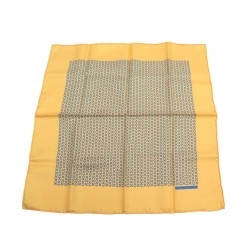 FOULARD GAVROCHE HERMES POCHETTE 45 CARRE SOIE JAUNE YELLOW SILK SCARF 210€