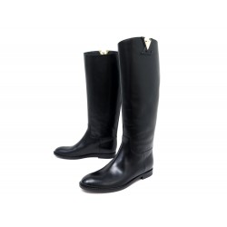 NEUF CHAUSSURES LOUIS VUITTON BOTTES HERITAGE CAVALIERE 36.5 CUIR NOIR 1850€