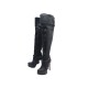 CHAUSSURES BOTTES CUISSARDES CHRISTIAN DIOR 38.5 EN CUIR NOIR LACETS BOOTS 1250€