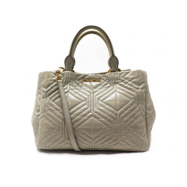 SAC A MAIN MIU MIU TRAPU EN CUIR ECRU BANDOULIERE LEATHER PURSE HAND BAG 1255€